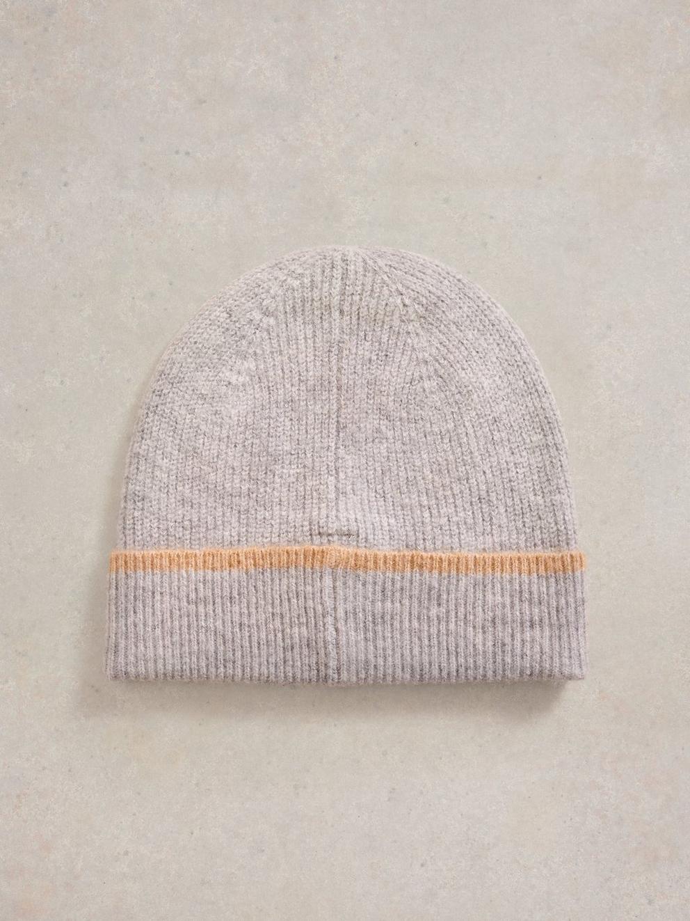 Poppy Knitted Beanie in GREY MLT - FLAT DETAIL