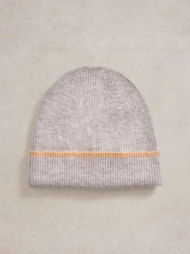 Poppy Knitted Beanie in GREY MLT - FLAT FRONT