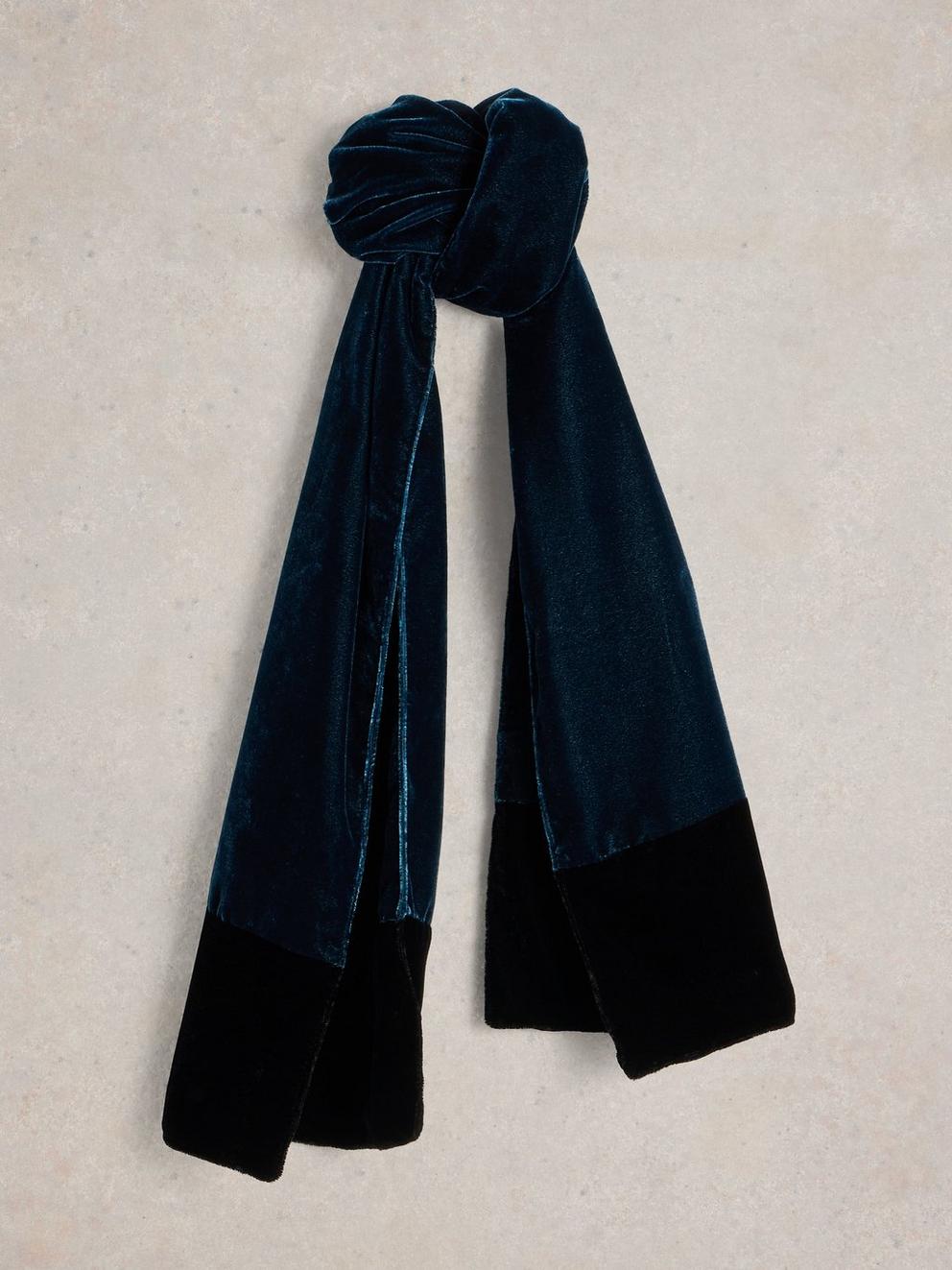 Plain Velvet Scarf in DK TEAL - FLAT FRONT