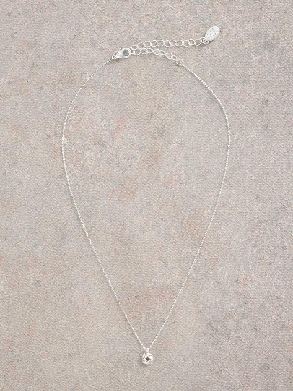 Knot Charm Fine Necklace in SLV TN MET - FLAT FRONT