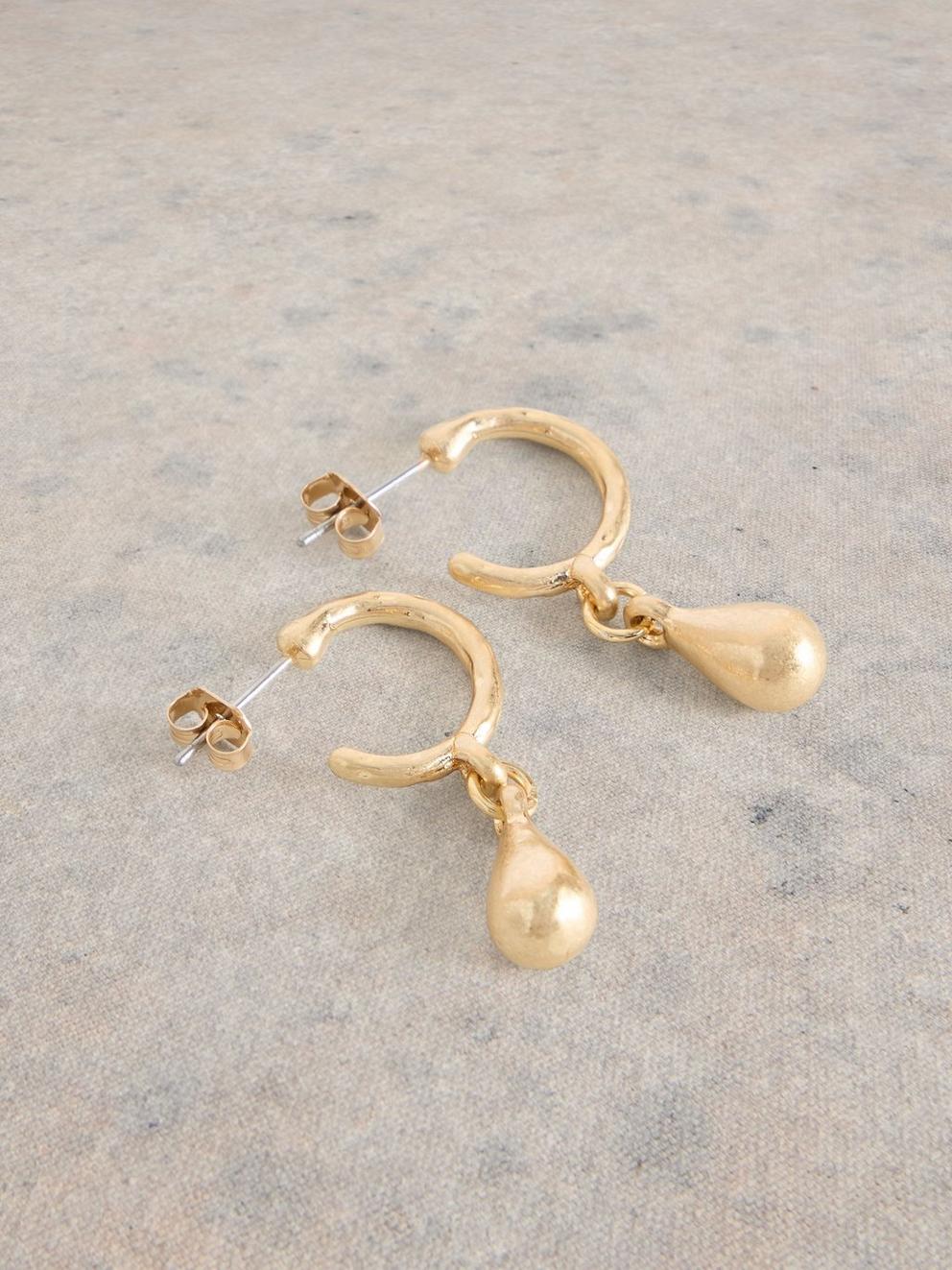Teardrop Earring in GLD TN MET - FLAT DETAIL