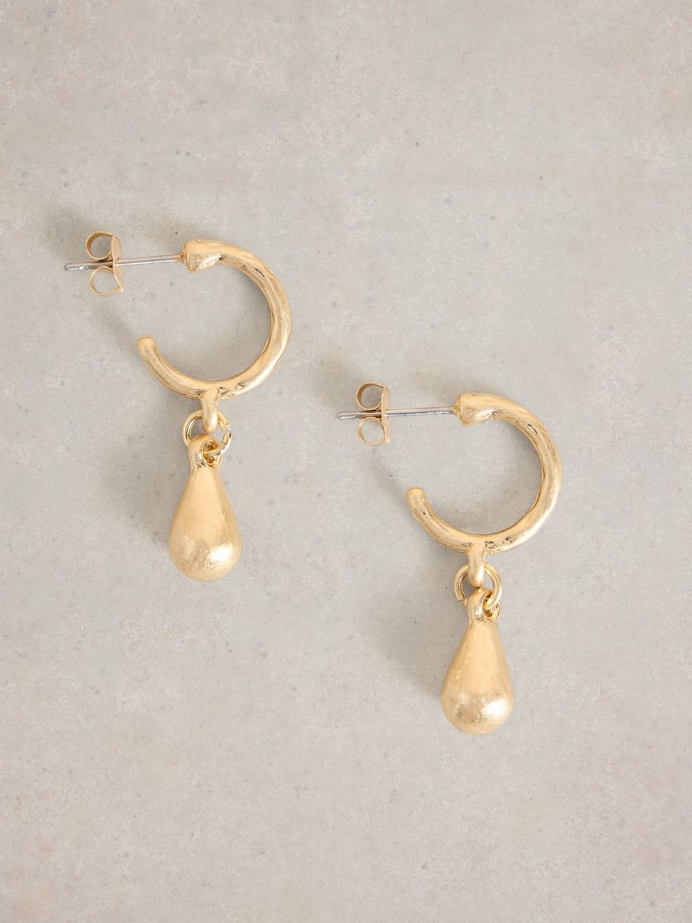 Teardrop Earring in GLD TN MET - FLAT FRONT