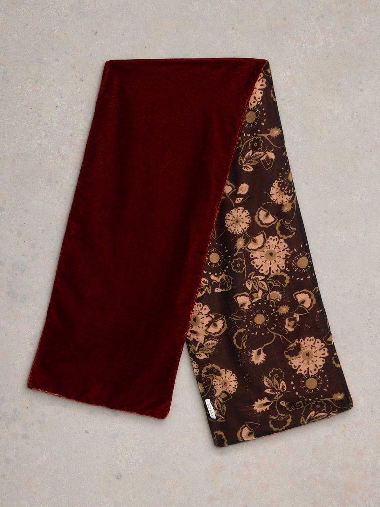 Velvet Printed Scarf in DK ORANGE - FLAT BACK