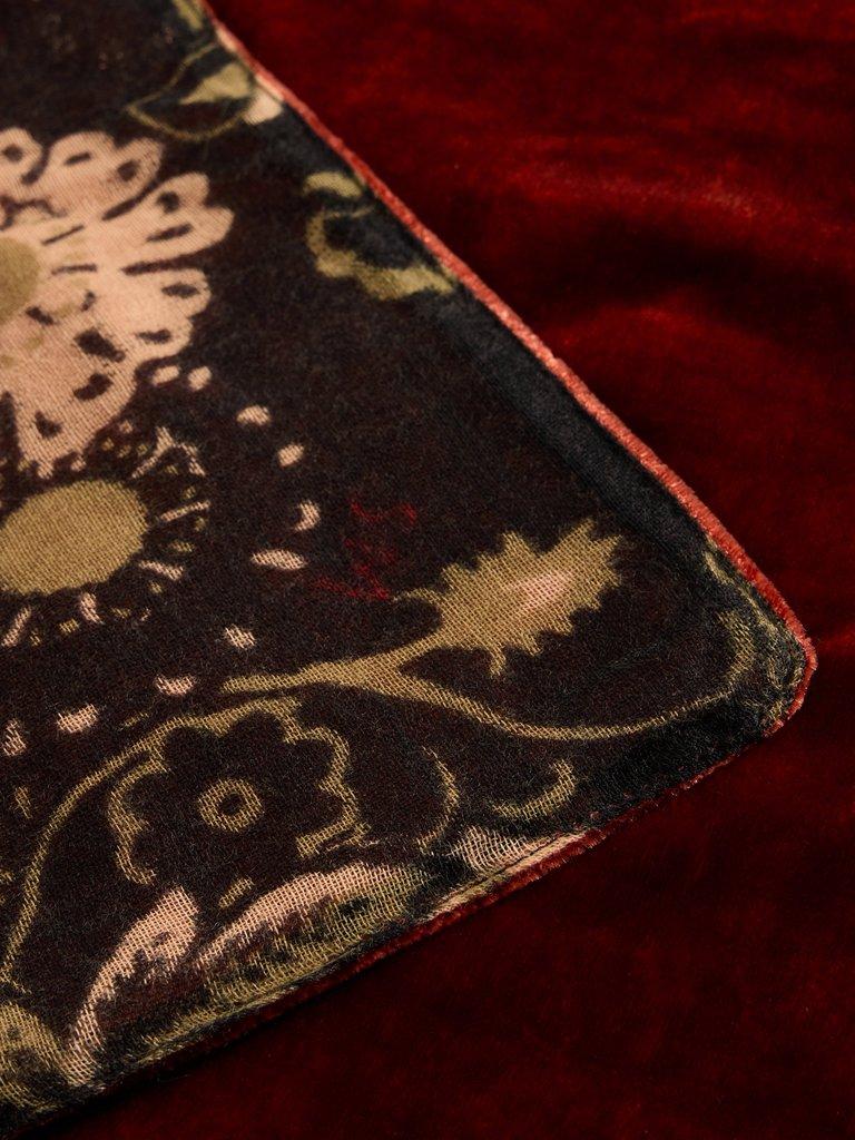 Velvet Printed Scarf in DK ORANGE - FLAT DETAIL