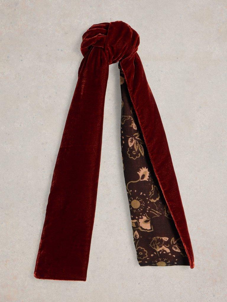 Velvet Printed Scarf in DK ORANGE - FLAT FRONT