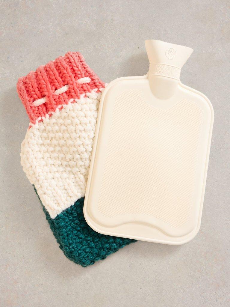 Knitted Hot Water Bottle in WHITE MLT - FLAT DETAIL