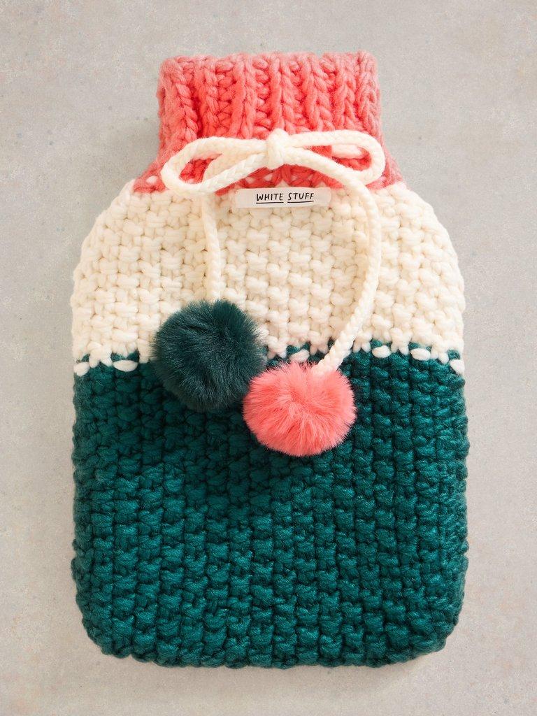 Knitted Hot Water Bottle in WHITE MLT - FLAT FRONT