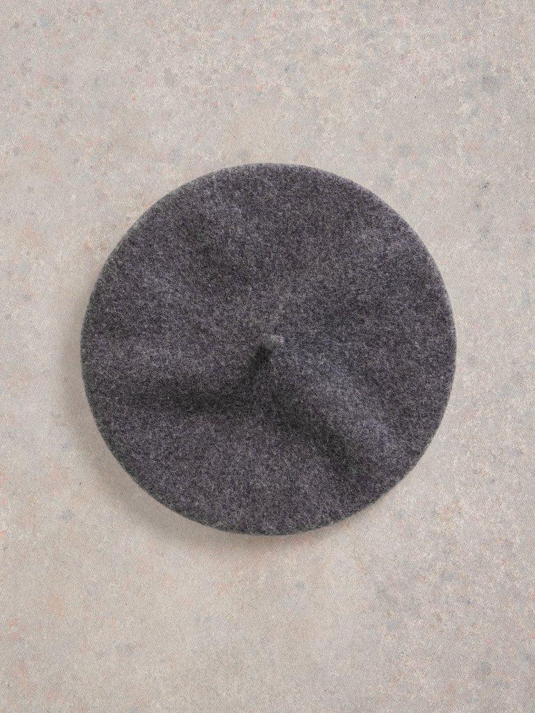 Frankie Felt Beret in MID GREY - FLAT FRONT