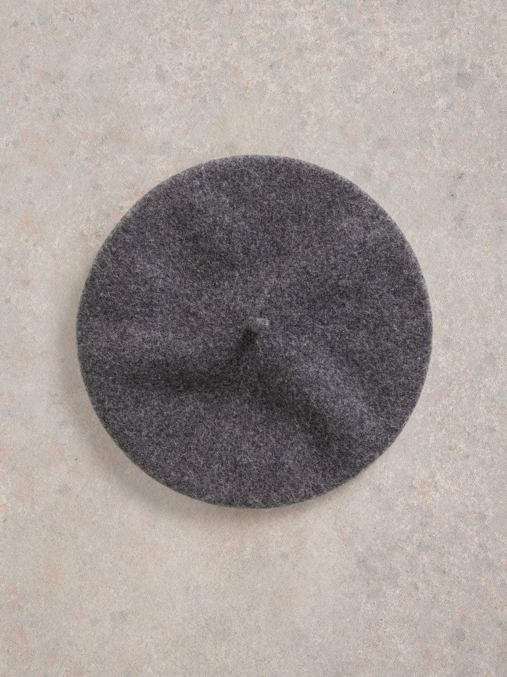 Frankie Felt Beret in MID GREY - FLAT FRONT