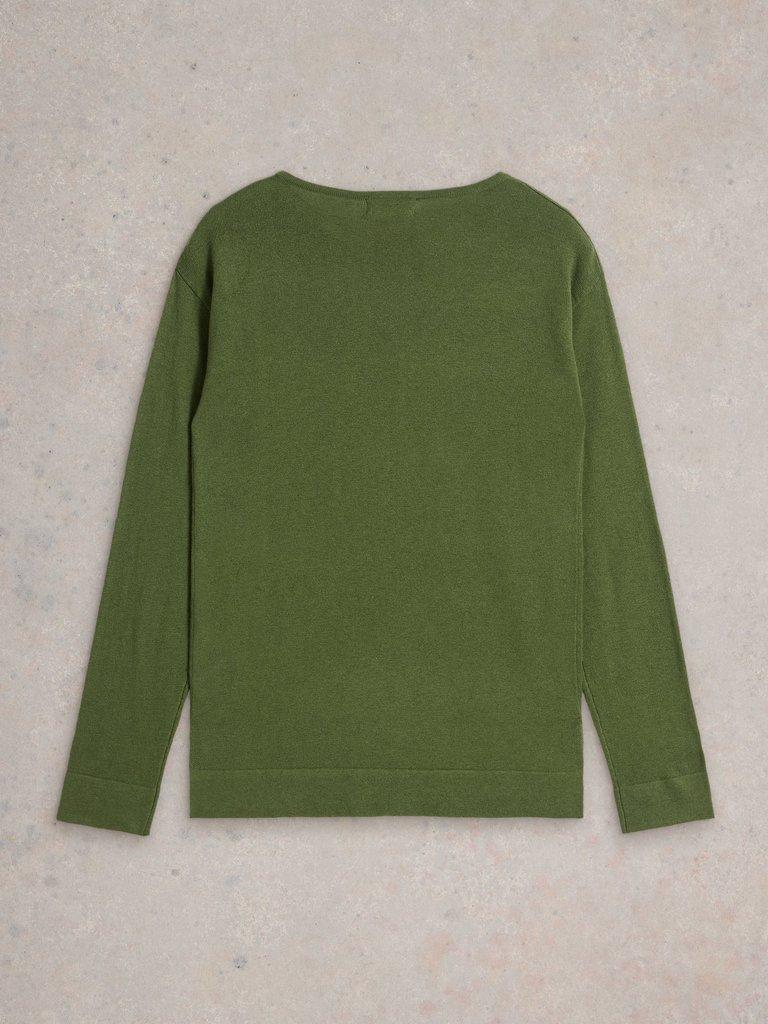 ORLA WOOL COTTON BLEND JUMPER in KHAKI GRN - FLAT BACK