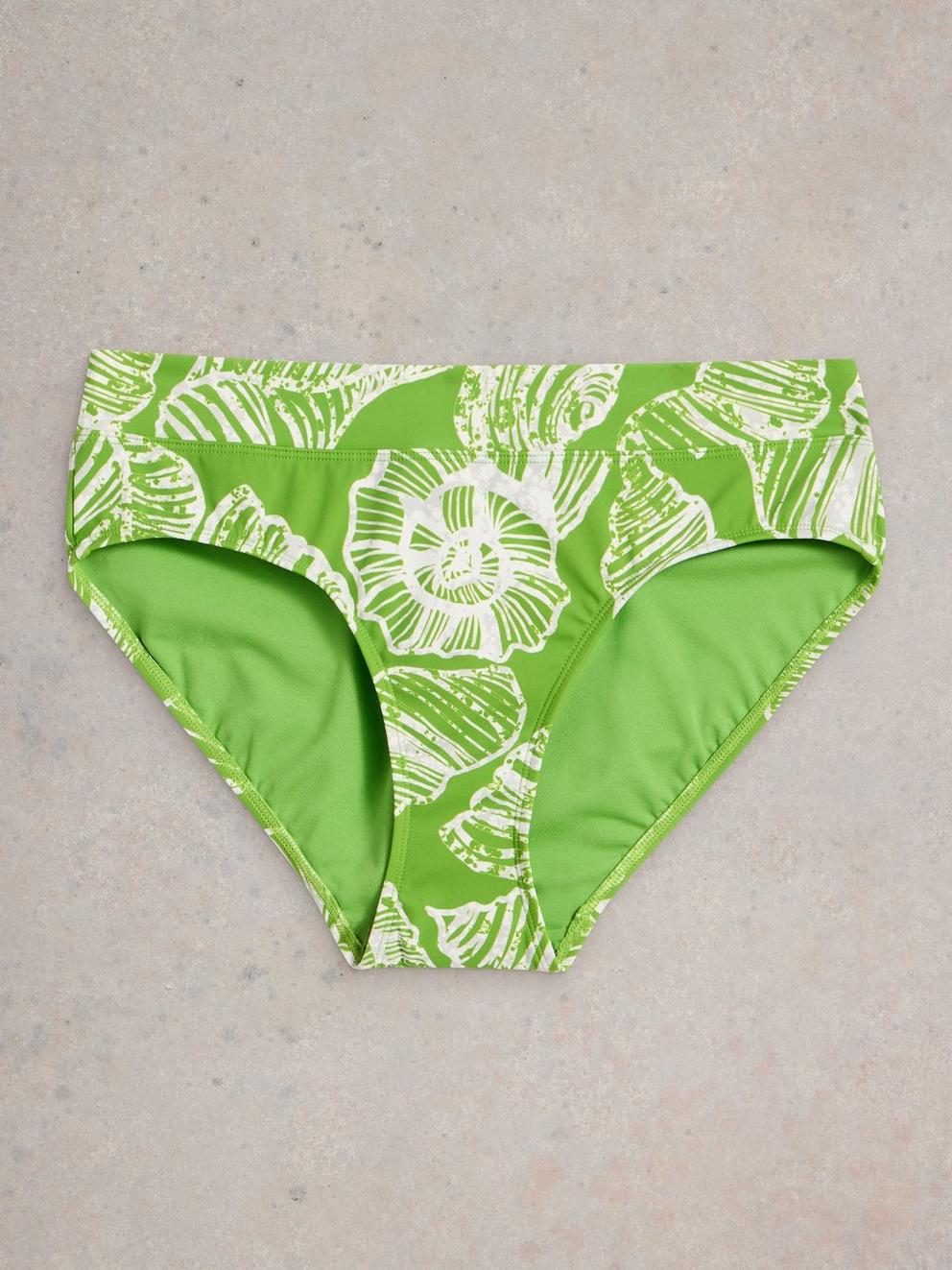 Valley Print Bikini Bottom in GREEN MLT - FLAT FRONT