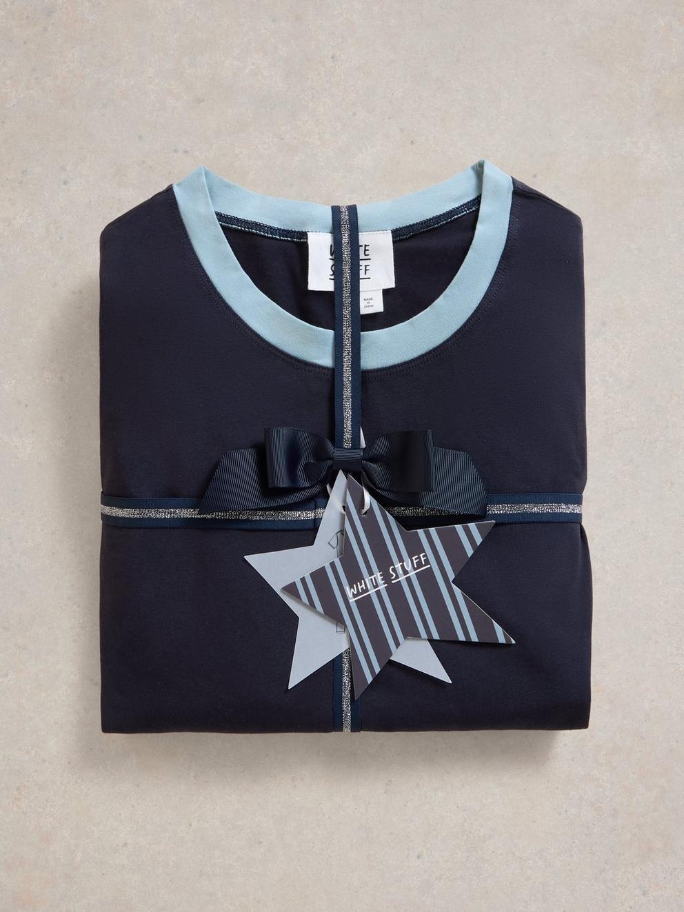 Evershot PJ Set in NAVY MULTI - FLAT DETAIL