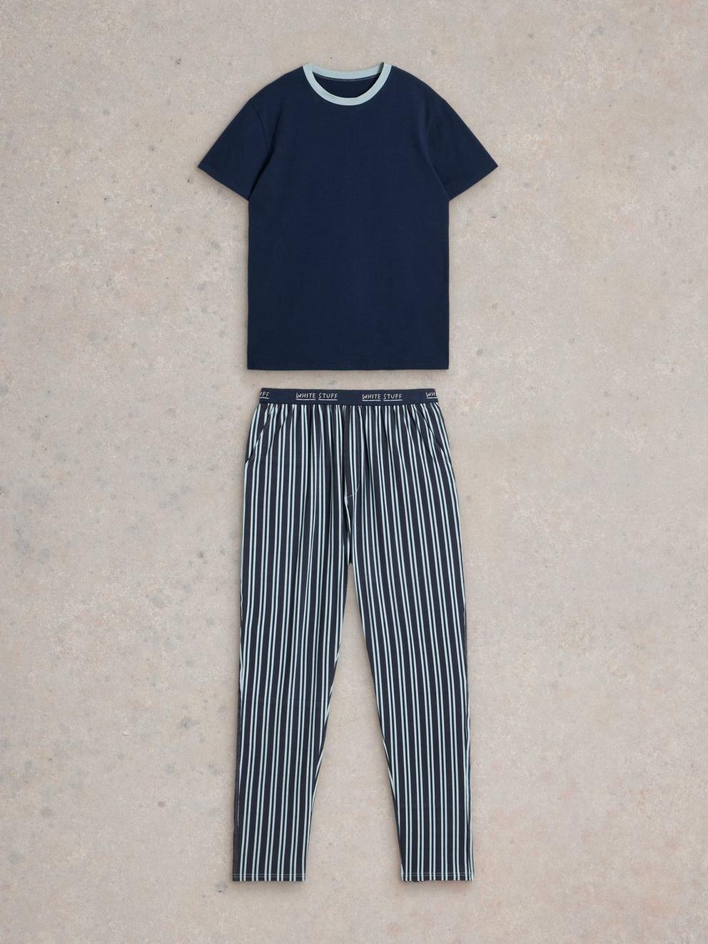 Evershot PJ Set in NAVY MULTI - FLAT FRONT