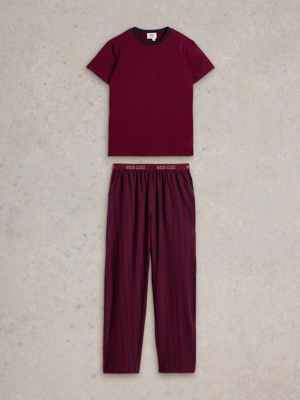 Evershot PJ Set in PLUM MLT - FLAT FRONT