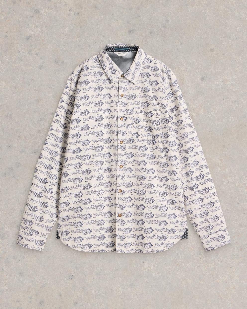 SHOAL FISH PRINTED SHIRT in WHITE PR - FLAT FRONT