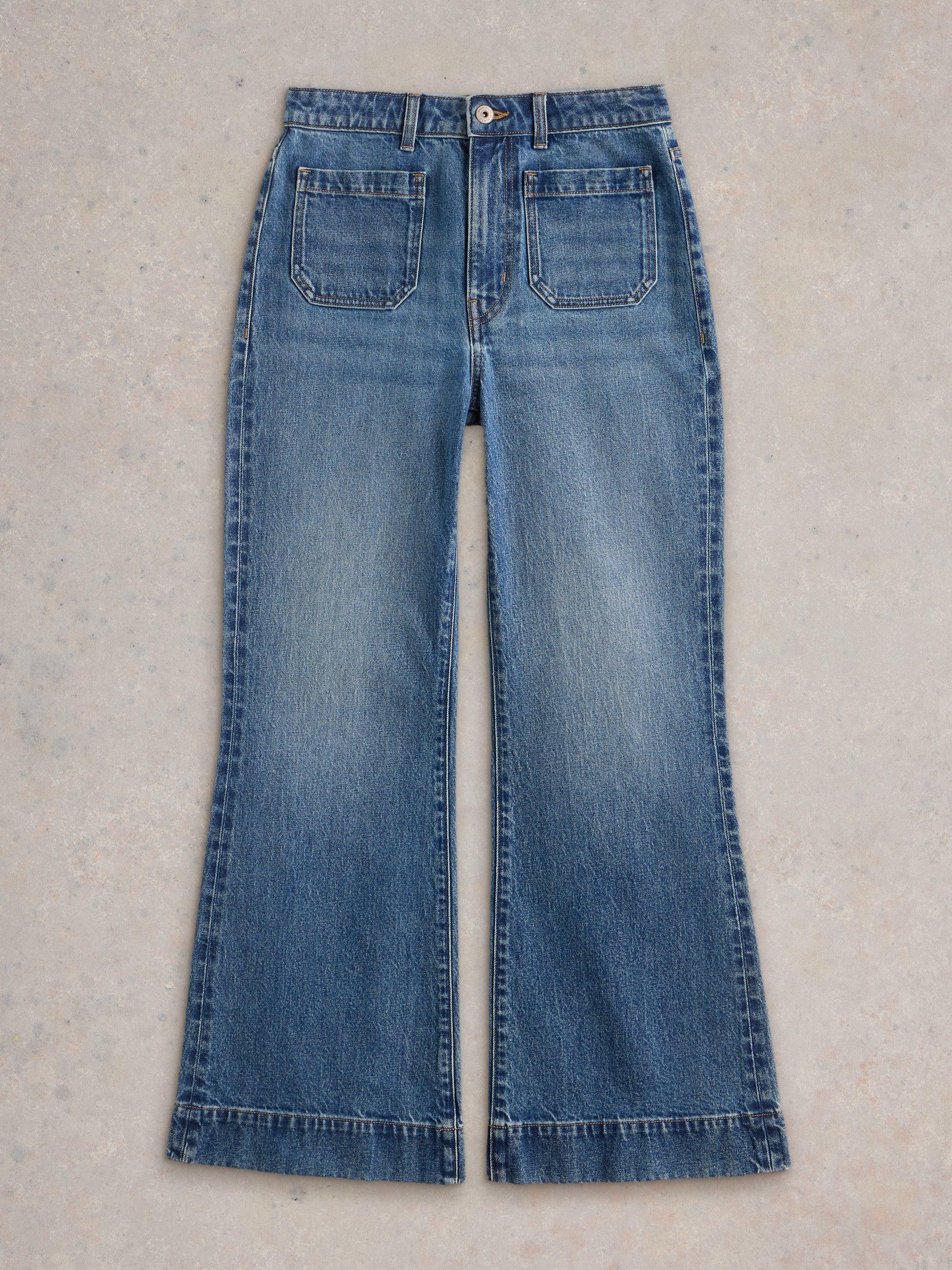 White Stuff Flare Jeans Women's Frankie Organic Mid Rise Ladies Button Trousers