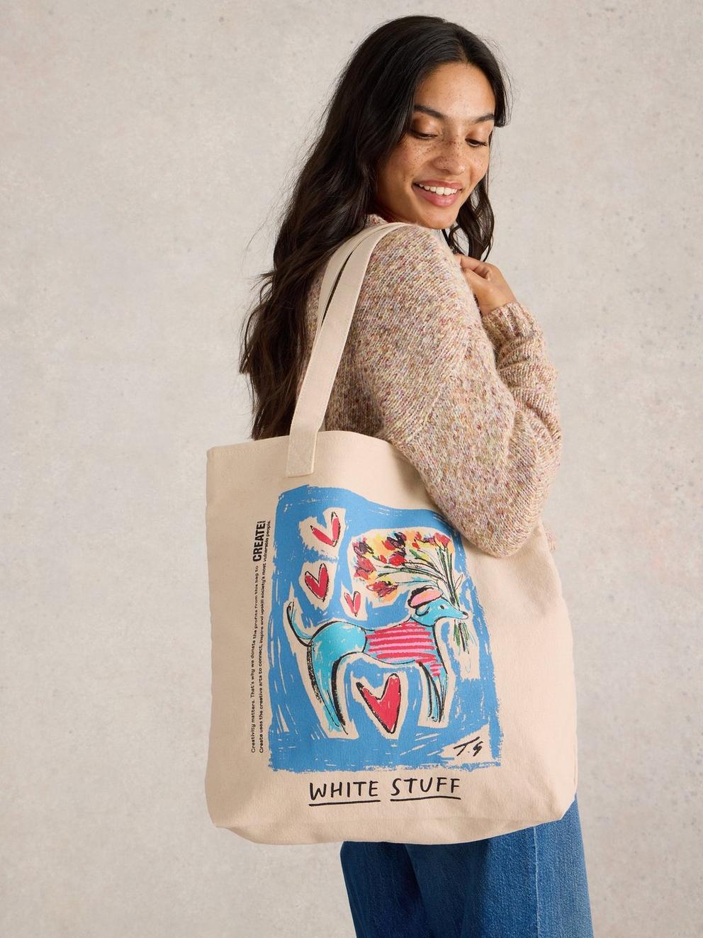 Charity Tote Bag in NAT PR - MODEL FRONT