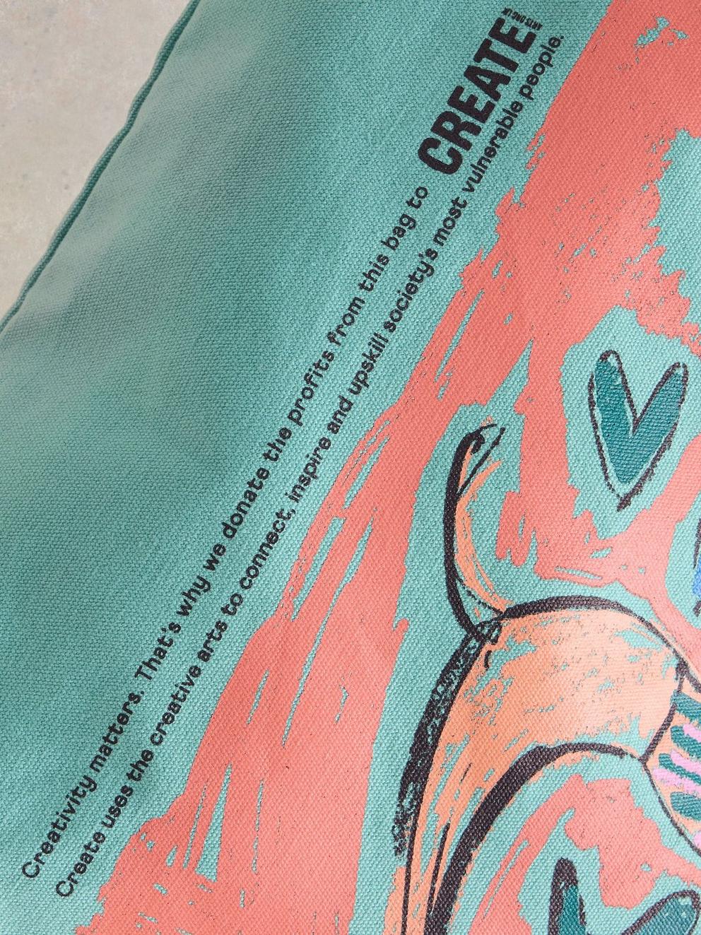 Charity Tote Bag in TEAL PR - FLAT DETAIL