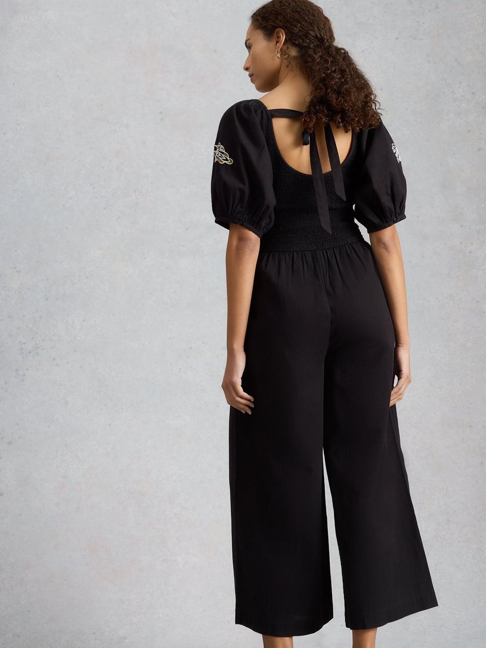 Reese Jumpsuit in PURE BLK - MODEL BACK