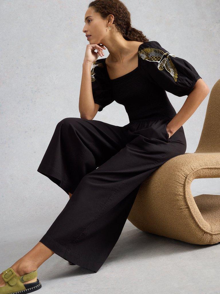 Reese Jumpsuit in PURE BLK - MODEL FRONT
