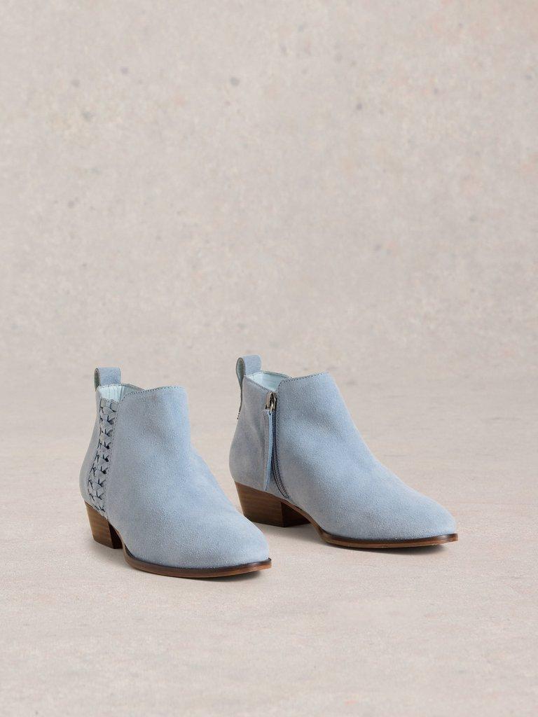 Willow Weave Ankle Boot in LGT BLUE - FLAT FRONT