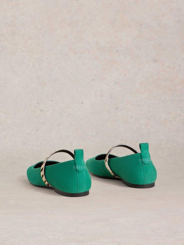 Minnie Strap Leather Ballerina in BRT GREEN - FLAT BACK