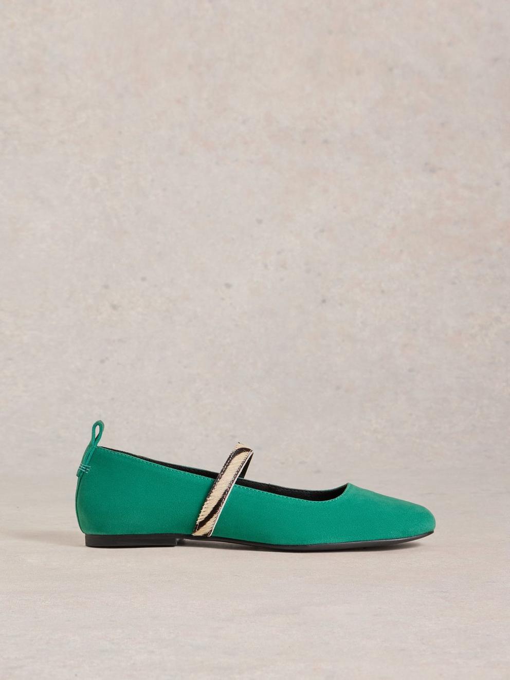Minnie Strap Leather Ballerina in BRT GREEN - LIFESTYLE