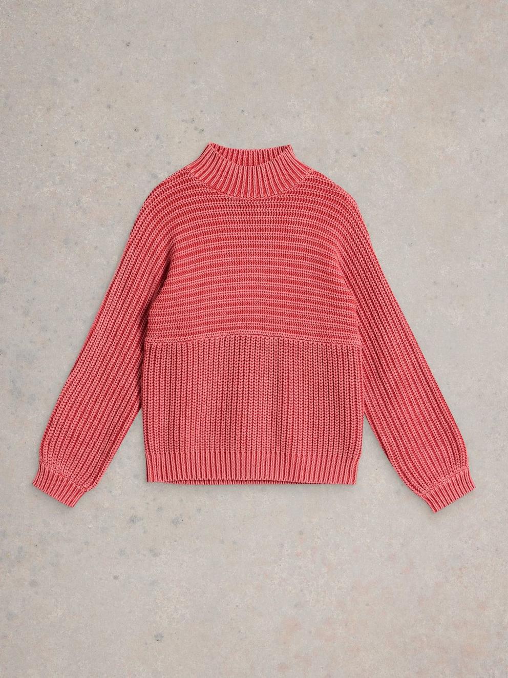 MARLEY MIX COTTON JUMPER in MID PINK - FLAT FRONT