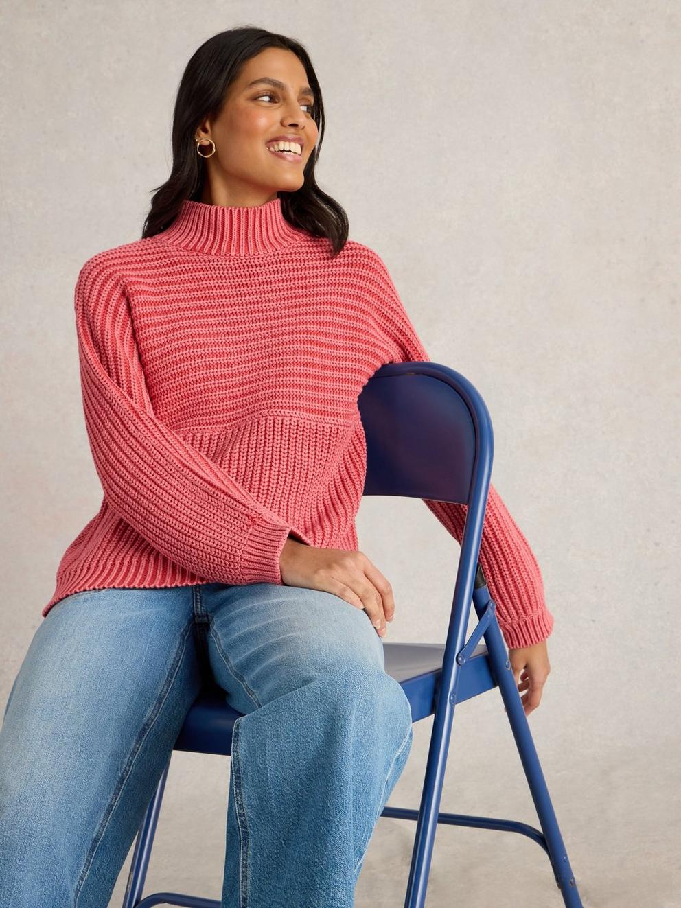 MARLEY MIX COTTON JUMPER in MID PINK - LIFESTYLE