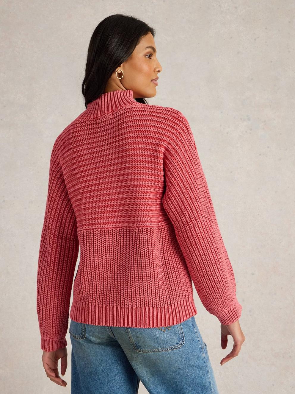 MARLEY MIX COTTON JUMPER in MID PINK - MODEL BACK