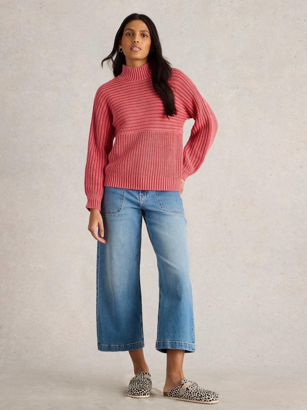 MARLEY MIX COTTON JUMPER in MID PINK - MODEL FRONT