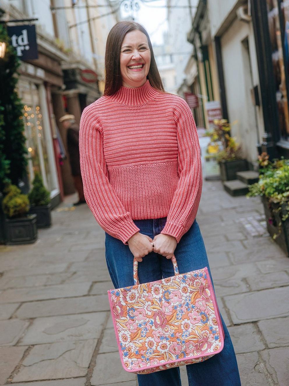 MARLEY MIX COTTON JUMPER in MID PINK - MIXED