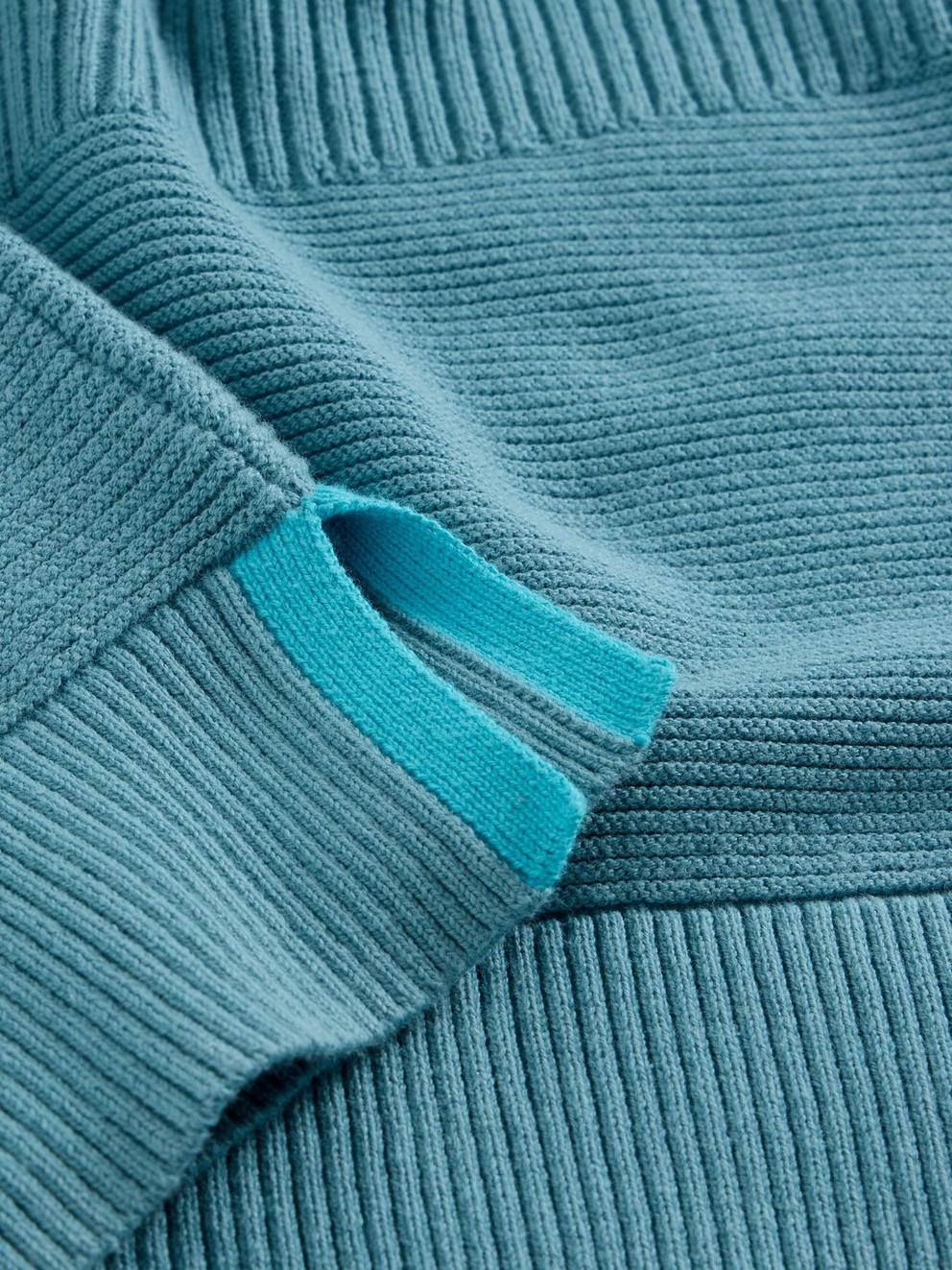 JANA MIX STITCH JUMPER in MID BLUE - FLAT DETAIL