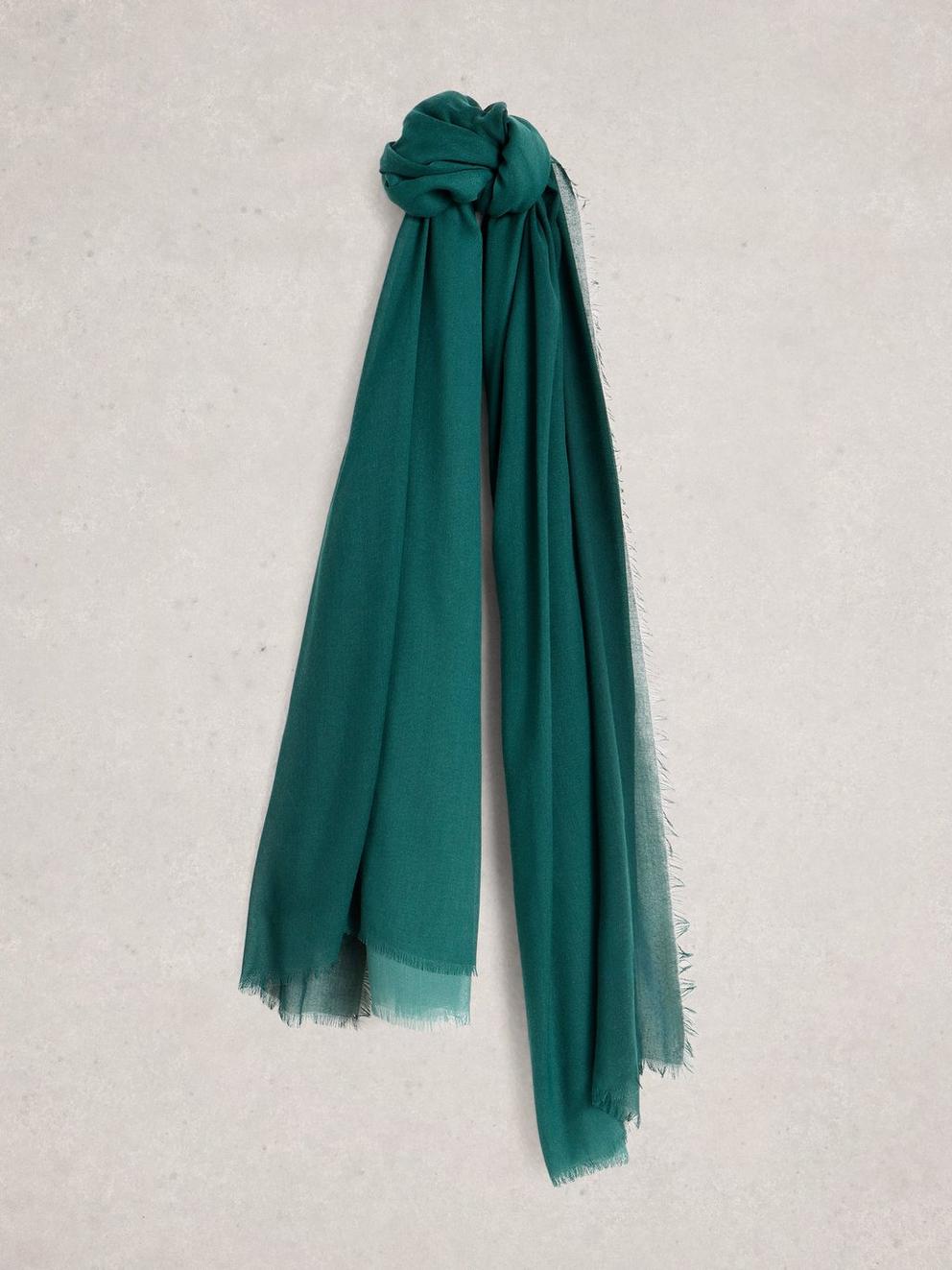 Oversized Penny Plain Scarf in DK GREEN - FLAT FRONT