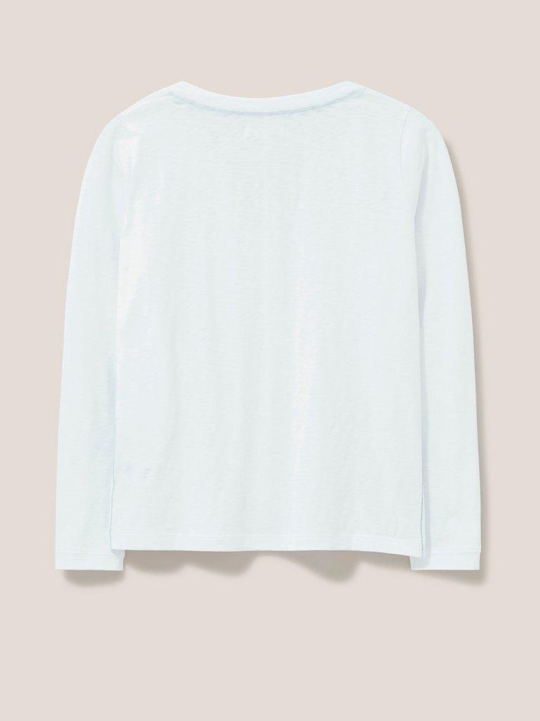 NELLY LONG SLEEVE NOTCH NECK TEE in BRIL WHITE - FLAT BACK