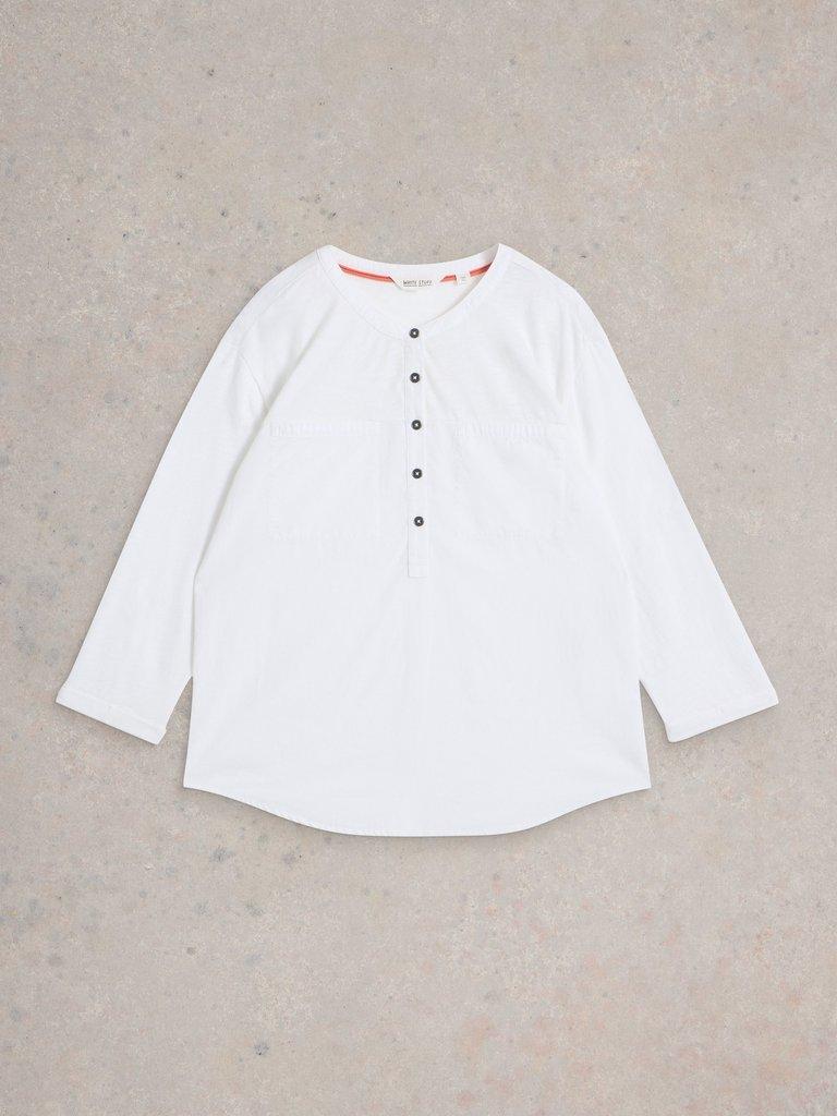 BETH 34 SLEEVE SHIRT in BRIL WHITE - FLAT FRONT