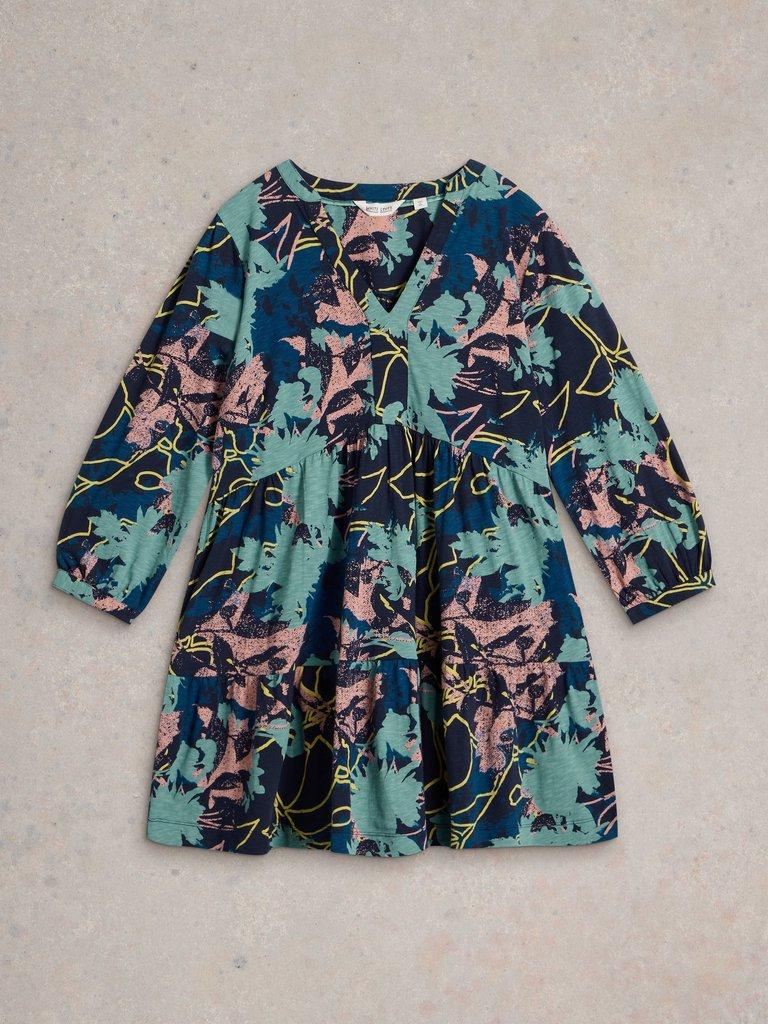MARTA V NECK TUNIC in NAVY PR - FLAT FRONT