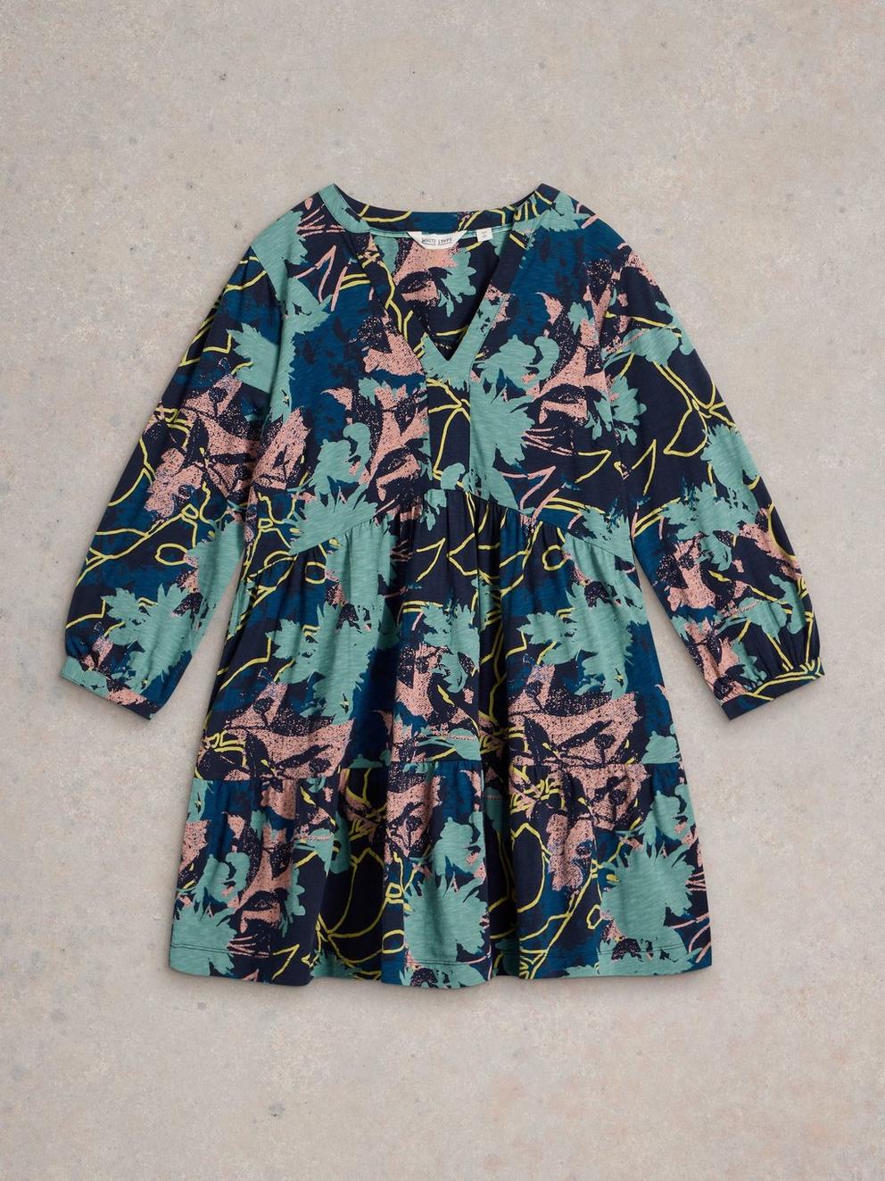MARTA V NECK TUNIC in NAVY PR - FLAT FRONT