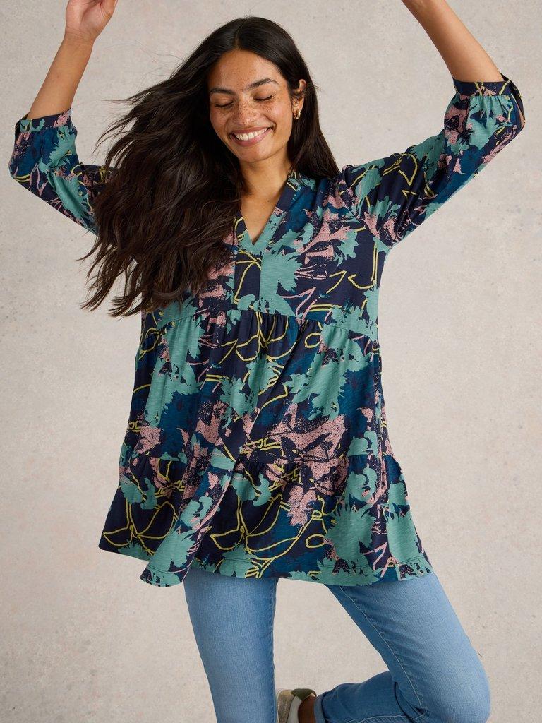 MARTA V NECK TUNIC in NAVY PR - LIFESTYLE