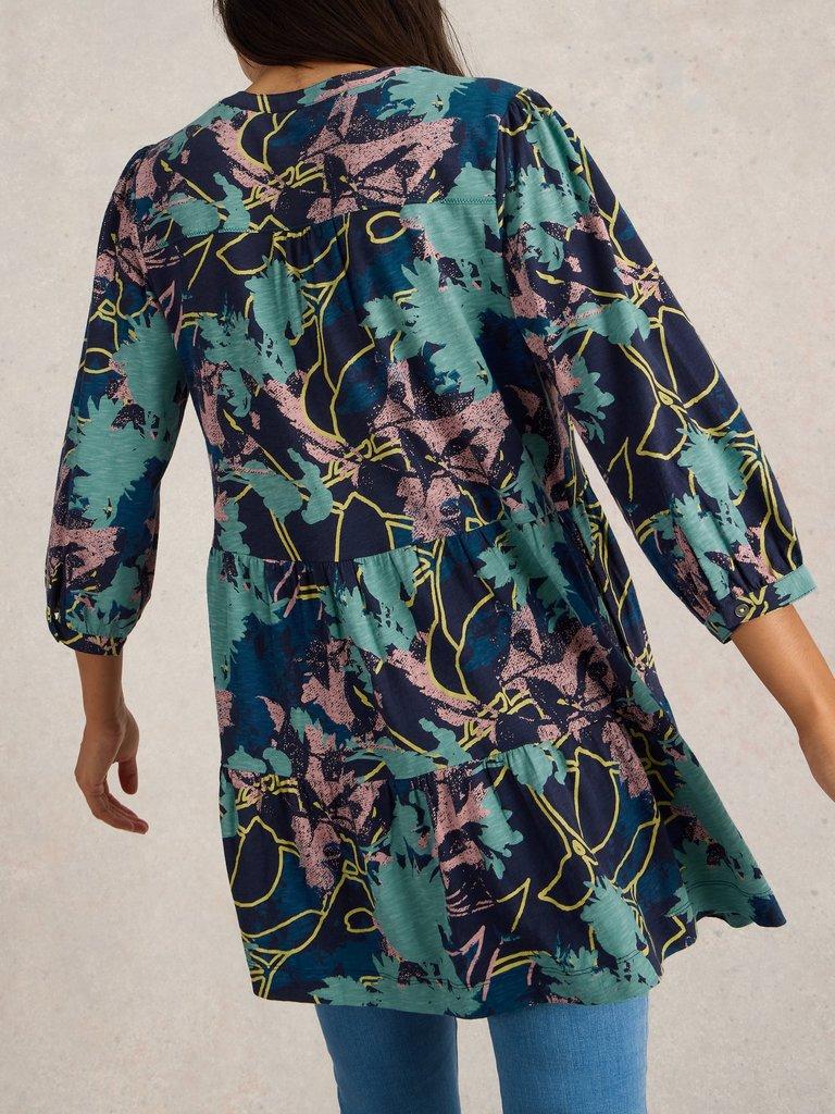 MARTA V NECK TUNIC in NAVY PR - MODEL BACK