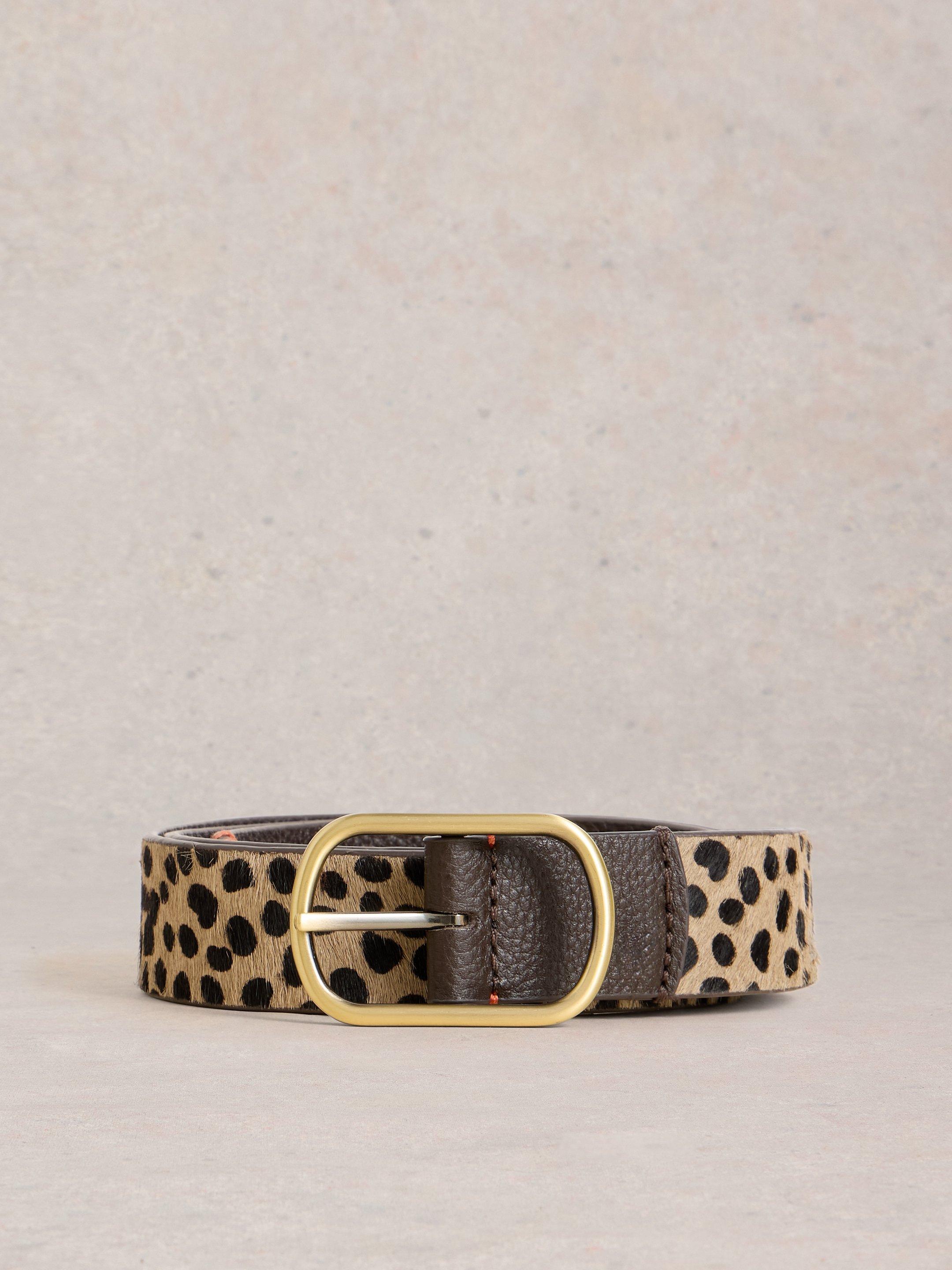 【Archive】White leopard leather belt S 443388-NAT_MLT-FF