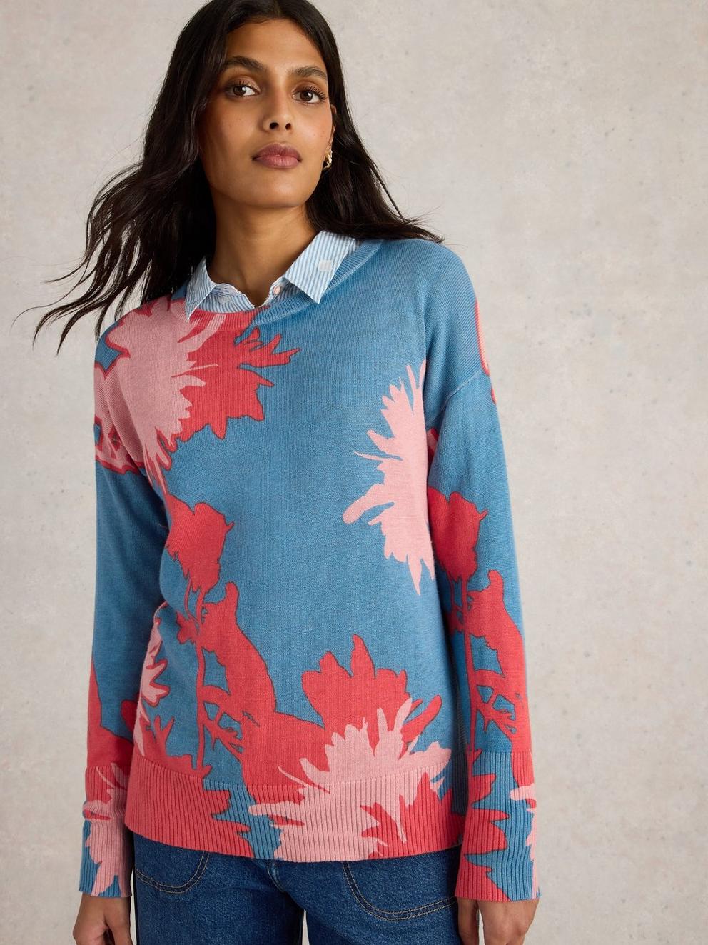 OLIVE FLORAL JUMPER in BLUE PR - LIFESTYLE