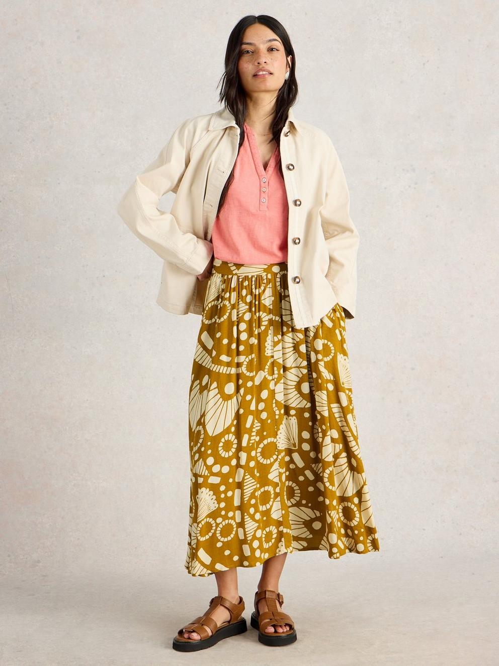 Abigail Midi Skirt in CHART PR - MODEL FRONT