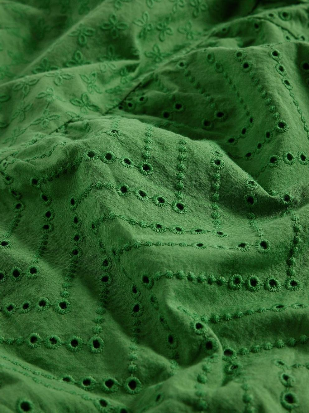 Marissa Maxi Broderie Skirt in BRT GREEN - FLAT DETAIL