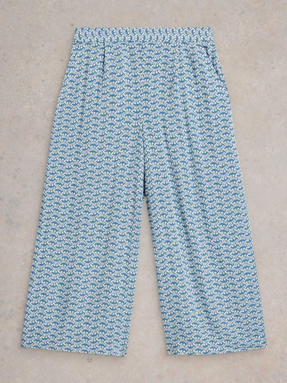 Lisette Crinkle Crop Culotte in BLUE PR - FLAT FRONT
