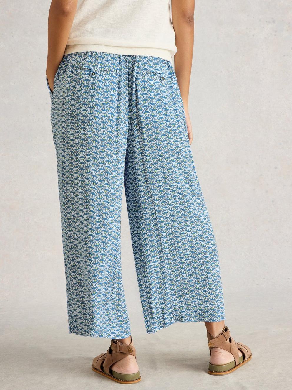 Lisette Crinkle Crop Culotte in BLUE PR - MODEL BACK