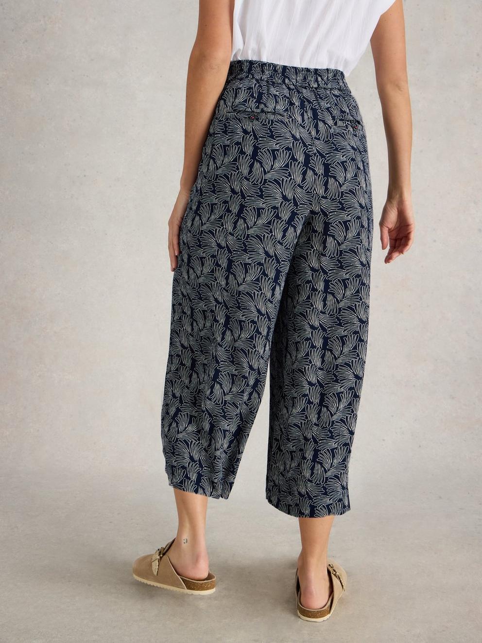 Lisette Crinkle Crop Culotte in NAVY PR - MODEL BACK