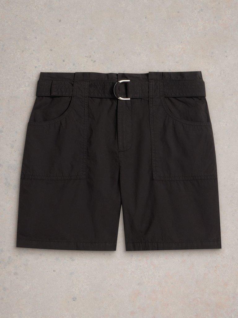 Teakie Short in PURE BLK - FLAT FRONT