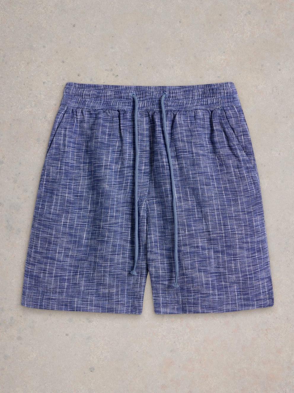 Belle Linen Short in BLUE MLT - FLAT FRONT