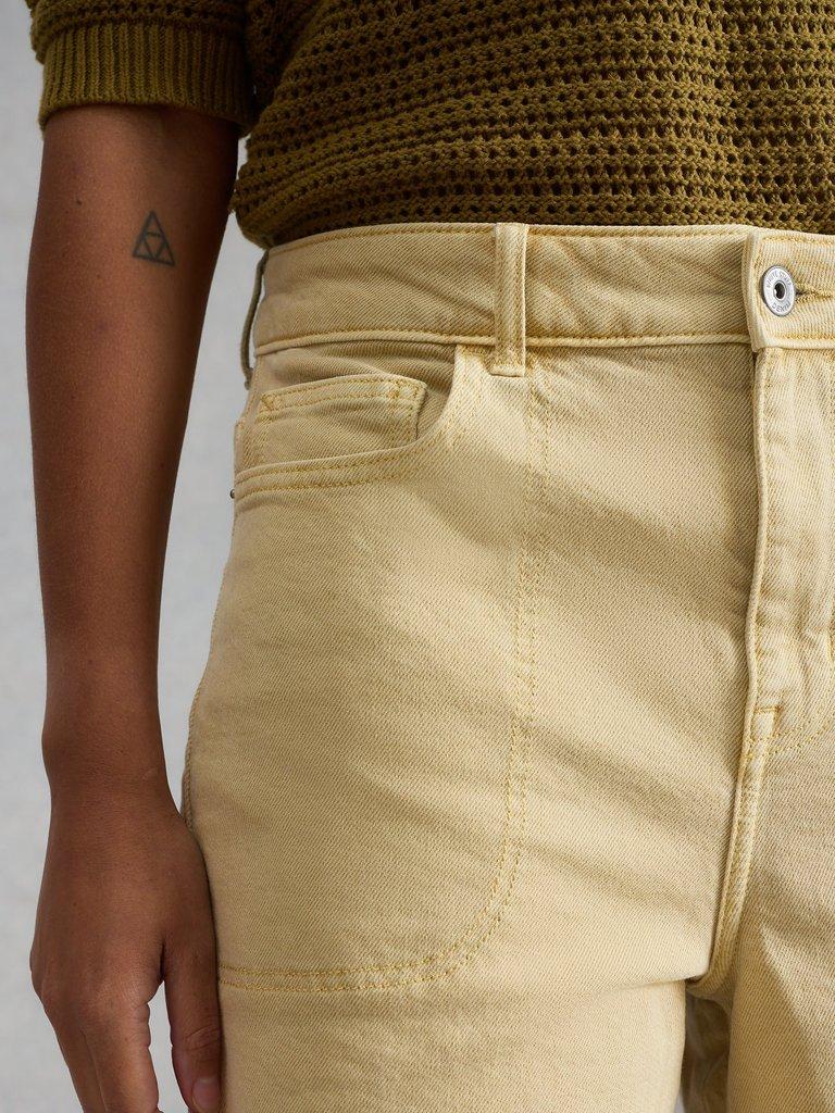 Tia Denim Shorts in LGT GREEN - MODEL DETAIL